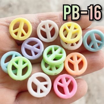 Pb-16 Soft Renk Barış - Peace Plastik Boncuk 16 mm