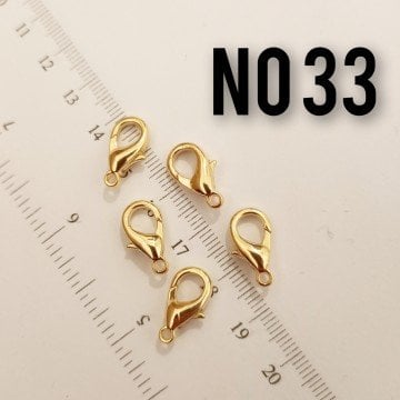 No : 33 24 Ayar Parlak Altın Kaplama Papağan - 16 mm (504) - 5 adet