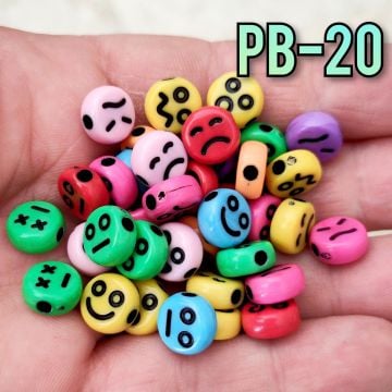 Pb-20 Karışık Renk Zemin Üzeri Siyah Renk Yassı Plastik Emoji