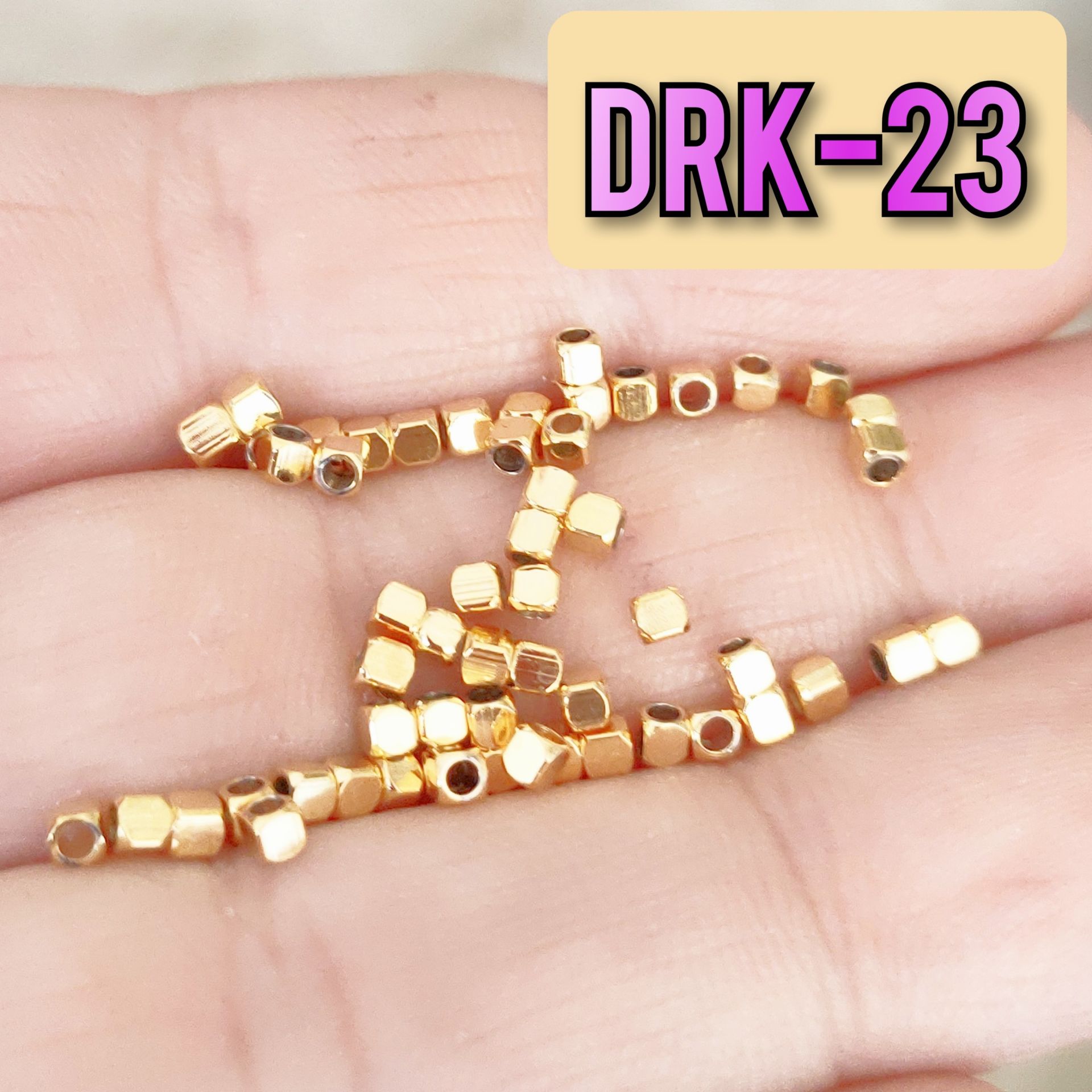 DRK-23 Altın Kaplama Küp Dorika Boncuk 2 mm