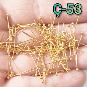Ç-53 Altın Renk Top Başlı İnce Pirinç Takı Çivisi 3 cm