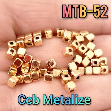 MTB-52 24 Ayar Altın Kaplama CCB Küp Boncuk 3 mm