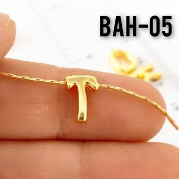 BAH-05 LAK Altın Kaplama T Harfi Boncuk