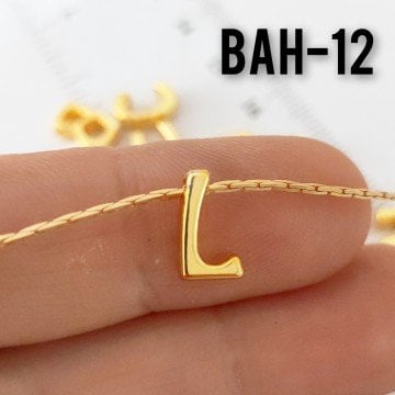 BAH-12 LAK Altın Kaplama L Harfi Boncuk