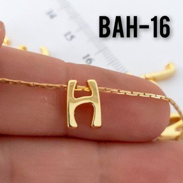 BAH-16 LAK Altın Kaplama H Harfi Boncuk