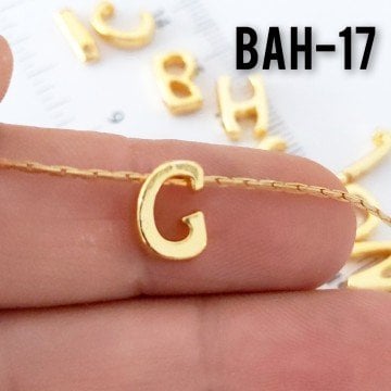 BAH-17 LAK Altın Kaplama G Harfi Boncuk