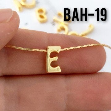 BAH-19 LAK Altın Kaplama E Harfi Boncuk