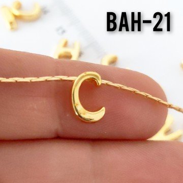 BAH-21 LAK Altın Kaplama C Harfi Boncuk
