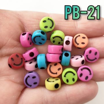Pb-21 Karışık Renk Zemin Üzeri Siyah Renk Yassı Plastik Emoji