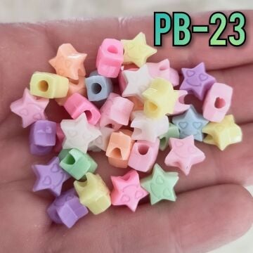 Pb-23 Soft Renk Smile Yıldız Plastik Boncuk 10 mm