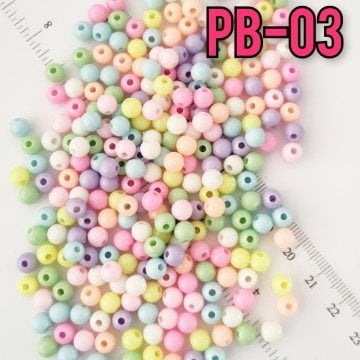 Pb-03 Soft Renk Yuvarlak Plastik Boncuk 6 mm