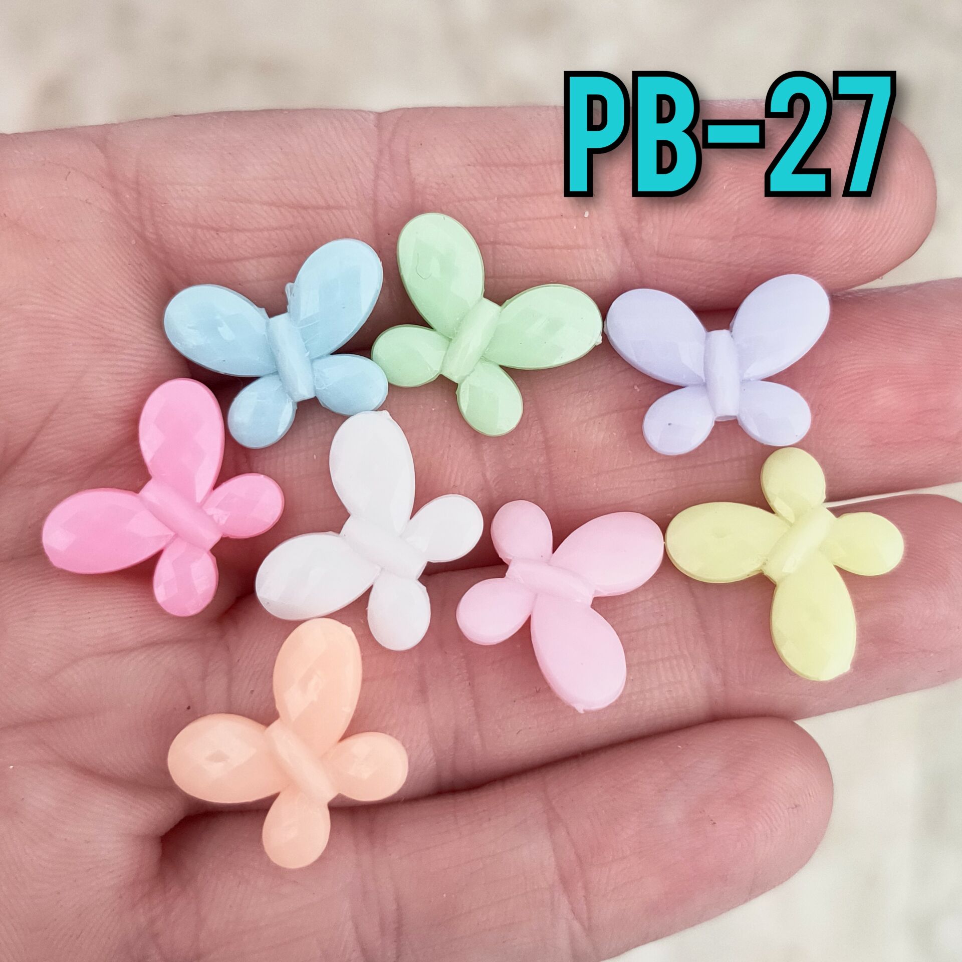 Pb-27 Soft Renk Kelebek Plastik Boncuk 13*17 mm