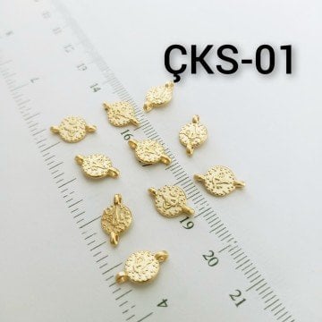 ÇKS-01 24 Ayar Mat Altın Kaplama Tuğralı Para 8 mm