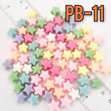 Pb-11 Soft Renk Yıldız Plastik Boncuk 11 mm