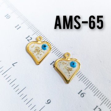 AMS-065 Altın Kaplama Simli Gözlü Mineli Kalp