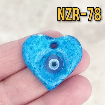 NZR-78 Gözlü Kalp Büyük Boy Süryani Nazar Boncuğu 30 mm