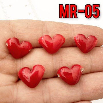 MR-05 Murano El Yapımı Kırmızı Kalp Boncuk