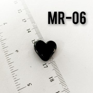 MR-06 Murano El Yapımı Siyah Kalp Boncuk