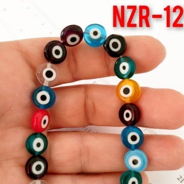 NZR-12 Karışık Renk Yassı Dizi Nazar Boncuğu 10*4 mm