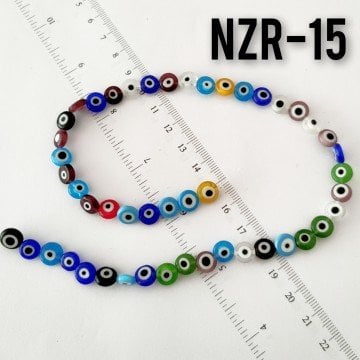 NZR-15 Karışık Renk Yassı Dizi Nazar Boncuğu 8*3 mm