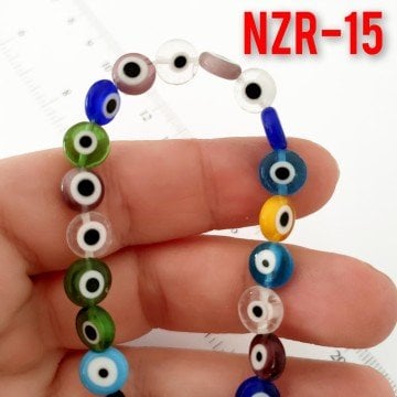 NZR-15 Karışık Renk Yassı Dizi Nazar Boncuğu 8*3 mm