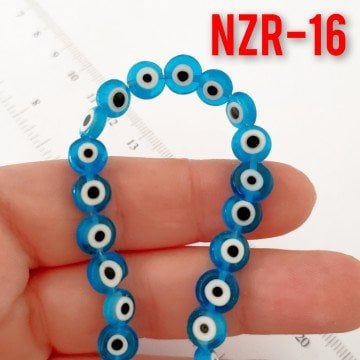 NZR-16 Açık Mavi Renk Yassı Dizi Nazar Boncuğu 8*3 mm