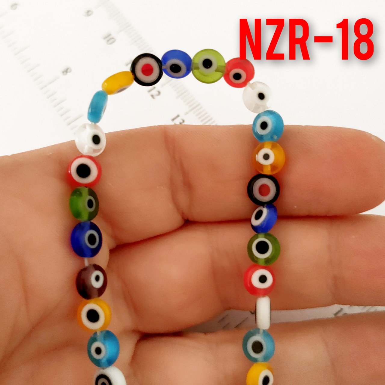 NZR-18 Karışık Renk Yassı Dizi Nazar Boncuğu 6*3 mm