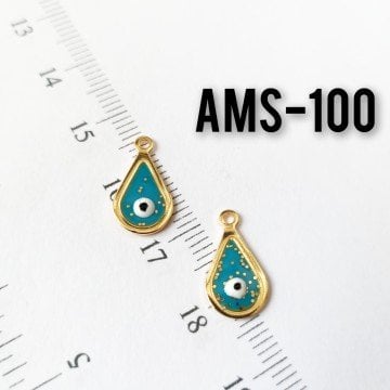 AMS-100 Altın Kaplama Gözlü Simli Mineli Damla