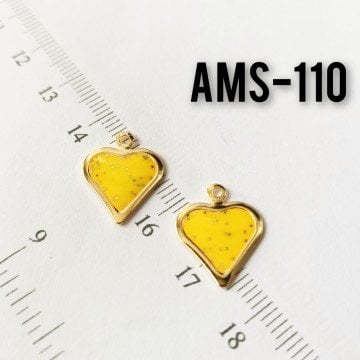 AMS-110 Altın Kaplama Simli Mineli Kalp Sallantı