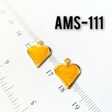 AMS-111 Altın Kaplama Simli Mineli Kalp Sallantı