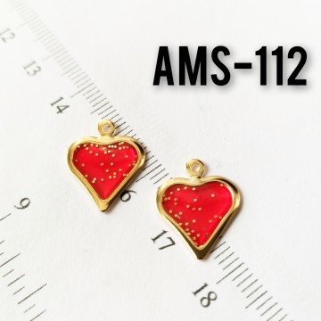 AMS-112 Altın Kaplama Simli Mineli Kalp Sallantı