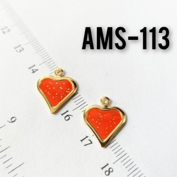 AMS-113 Altın Kaplama Simli Mineli Kalp Sallantı