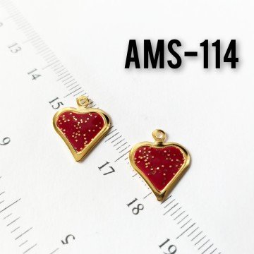 AMS-114 Altın Kaplama Simli Mineli Kalp Sallantı