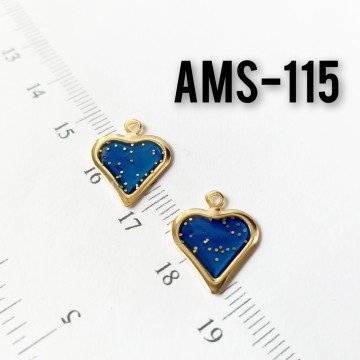 AMS-115 Altın Kaplama Simli Mineli Kalp Sallantı