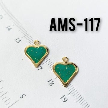 AMS-117 Altın Kaplama Simli Mineli Kalp Sallantı