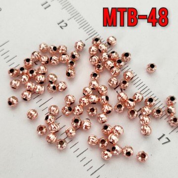 MTB-48 Rose Kaplama Çizgili Metal Boncuk 3 mm
