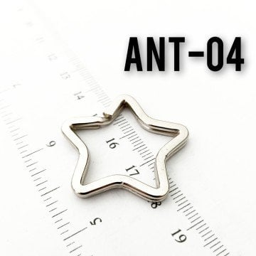 Ant-04 Gümüş Renk Yıldız Anahtarlık Halkası 32 x 34 mm