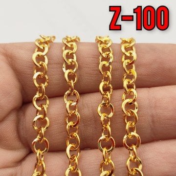 No : 100 24 Ayar Altın Kaplama Kalın Halkalı Zincir 5 mm
