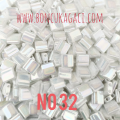 No: 32 Miyuki Boncuk , MİYUKİ TİLA  BONCUK TL471 Sedefli Renkli Işıltılı Beyaz  5 gr