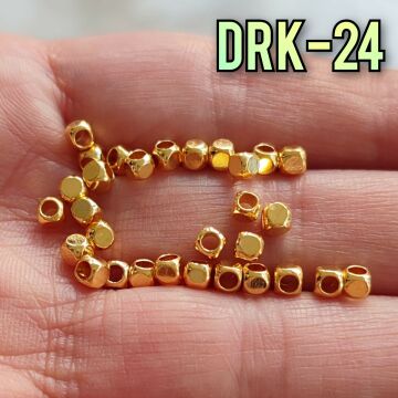 DRK-24 24 Ayar Altın Kaplama Küp Dorika Boncuk 3 mm