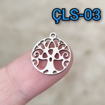 ÇLS-03 Gümüş Renk 304 Çelik Hayat Ağacı Sallantı - Kolye Ucu