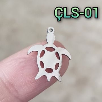 ÇLS-01 Gümüş Renk 304 Çelik Kaplumbağa Sallantı - Kolye Ucu