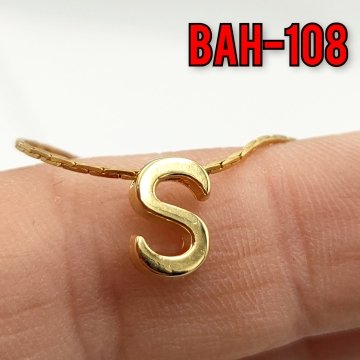 BAH-108 24 Ayar Altın Kaplama S Harfi Boncuk