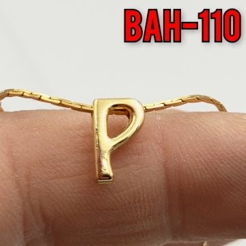 BAH-110 24 Ayar Altın Kaplama P Harfi Boncuk