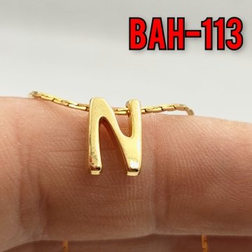 BAH-113 24 Ayar Altın Kaplama N Harfi Boncuk