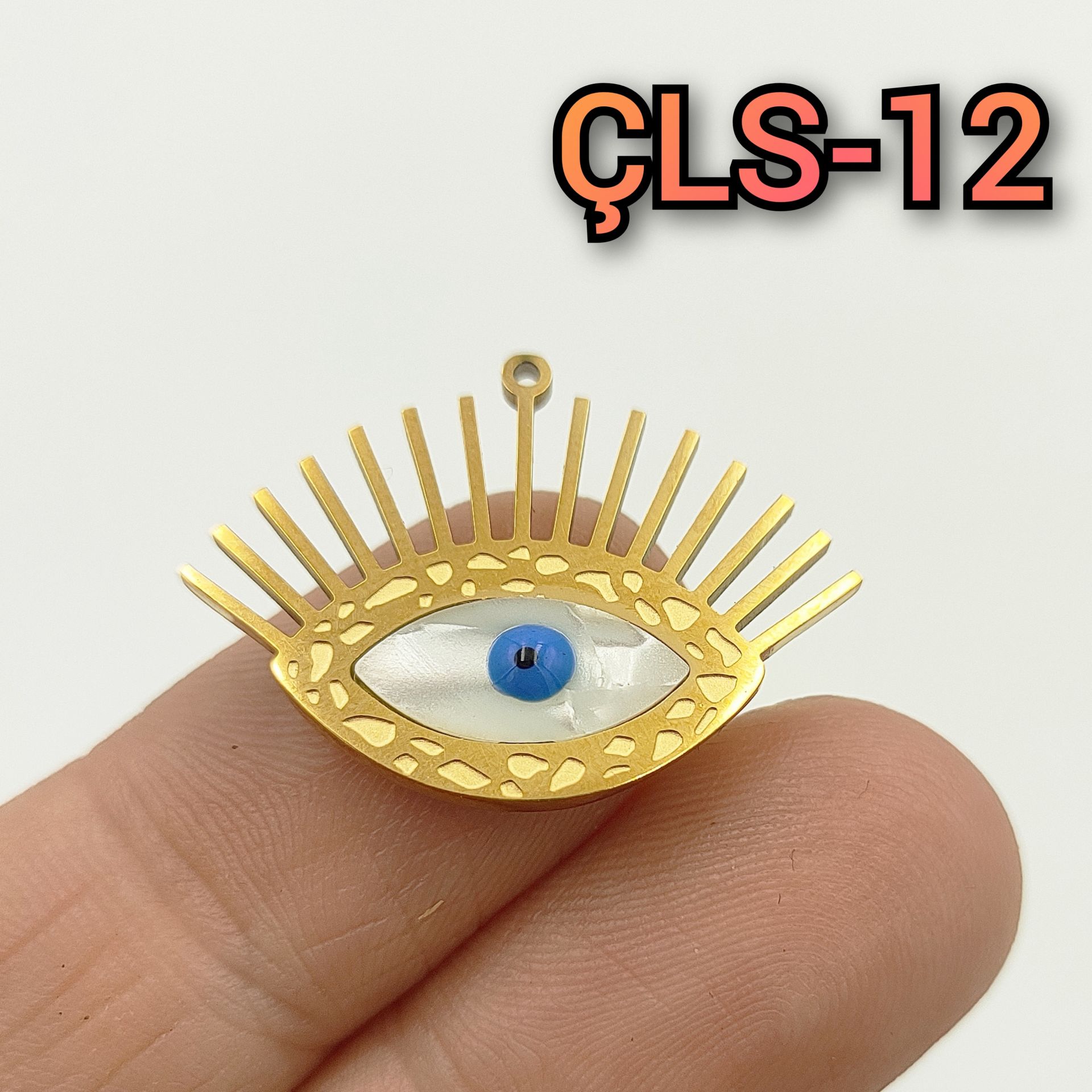 ÇLS-12 Altın Renk 316L Cerrahi Çelik Sedefli Göz Sallantı - Kolye Ucu