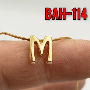 BAH-114 24 Ayar Altın Kaplama M Harfi Boncuk