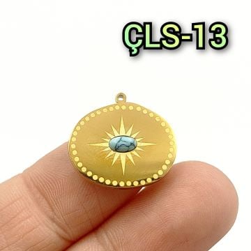 ÇLS-13 Altın Renk 316L Cerrahi Çelik Taşlı Uç Göz Sallantı - Kolye Ucu