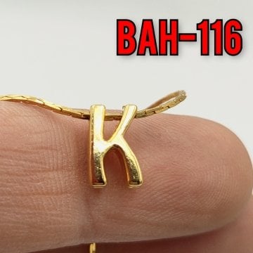 BAH-116 24 Ayar Altın Kaplama K Harfi Boncuk