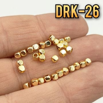 DRK-26 Lak Altın Kaplama Küp Dorika Boncuk 2.5 mm